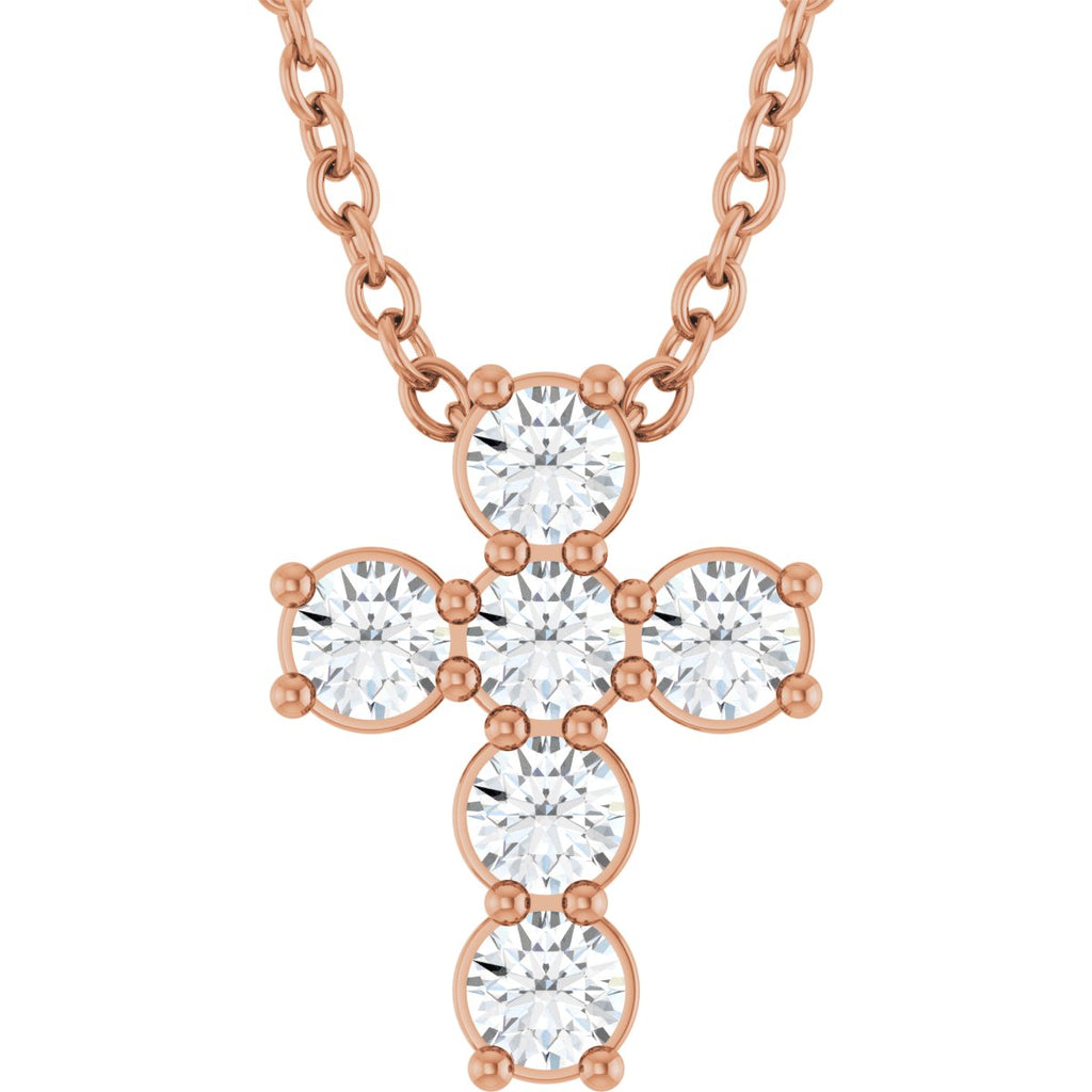 1/4 CTW Lab-Grown Diamond Cross Slide Necklace in 14k rose gold