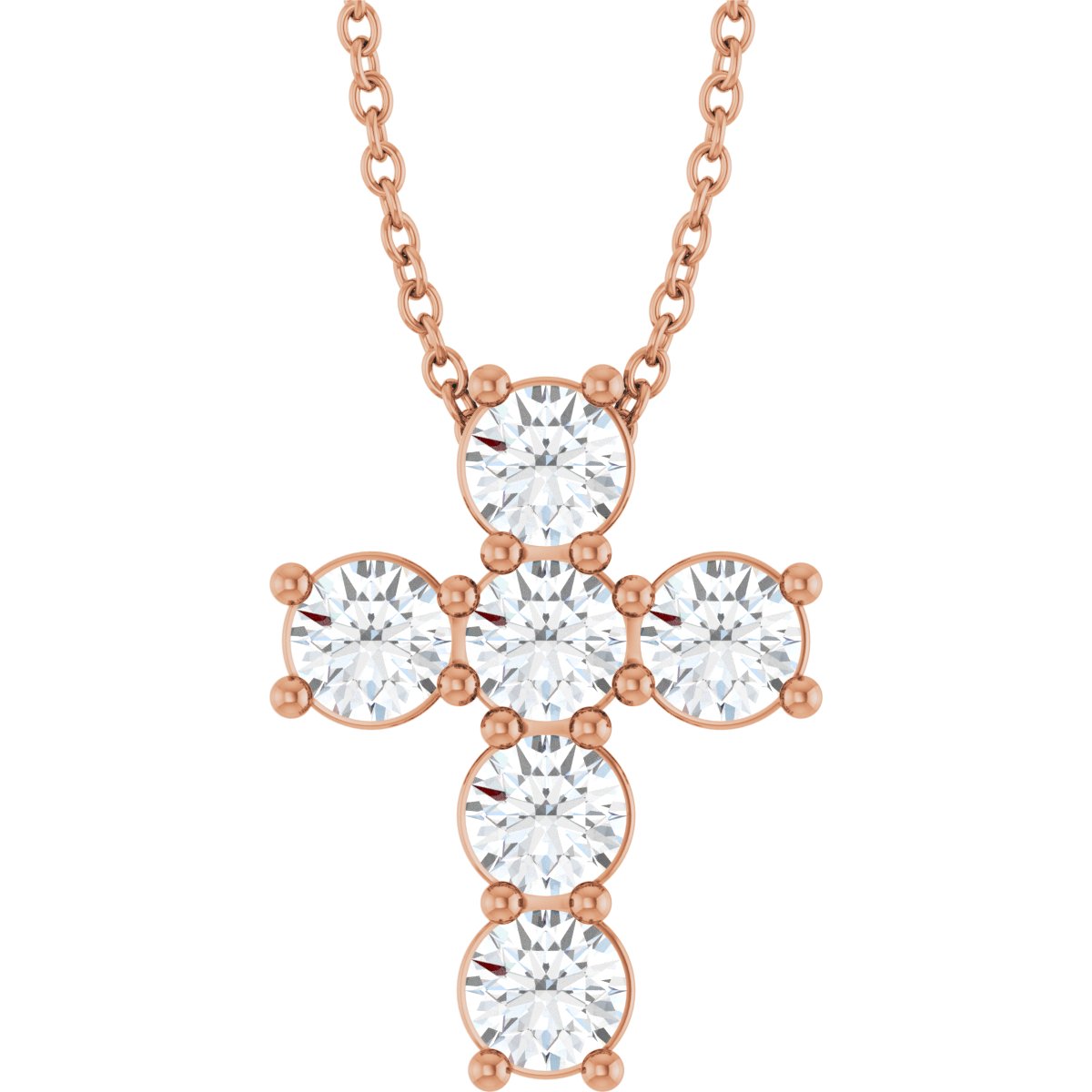 1 CTW Natural Diamond Cross Slide Necklace in 14k rose gold