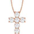 1 CTW Lab-Grown Diamond Cross Slide Necklace in 14k rose gold