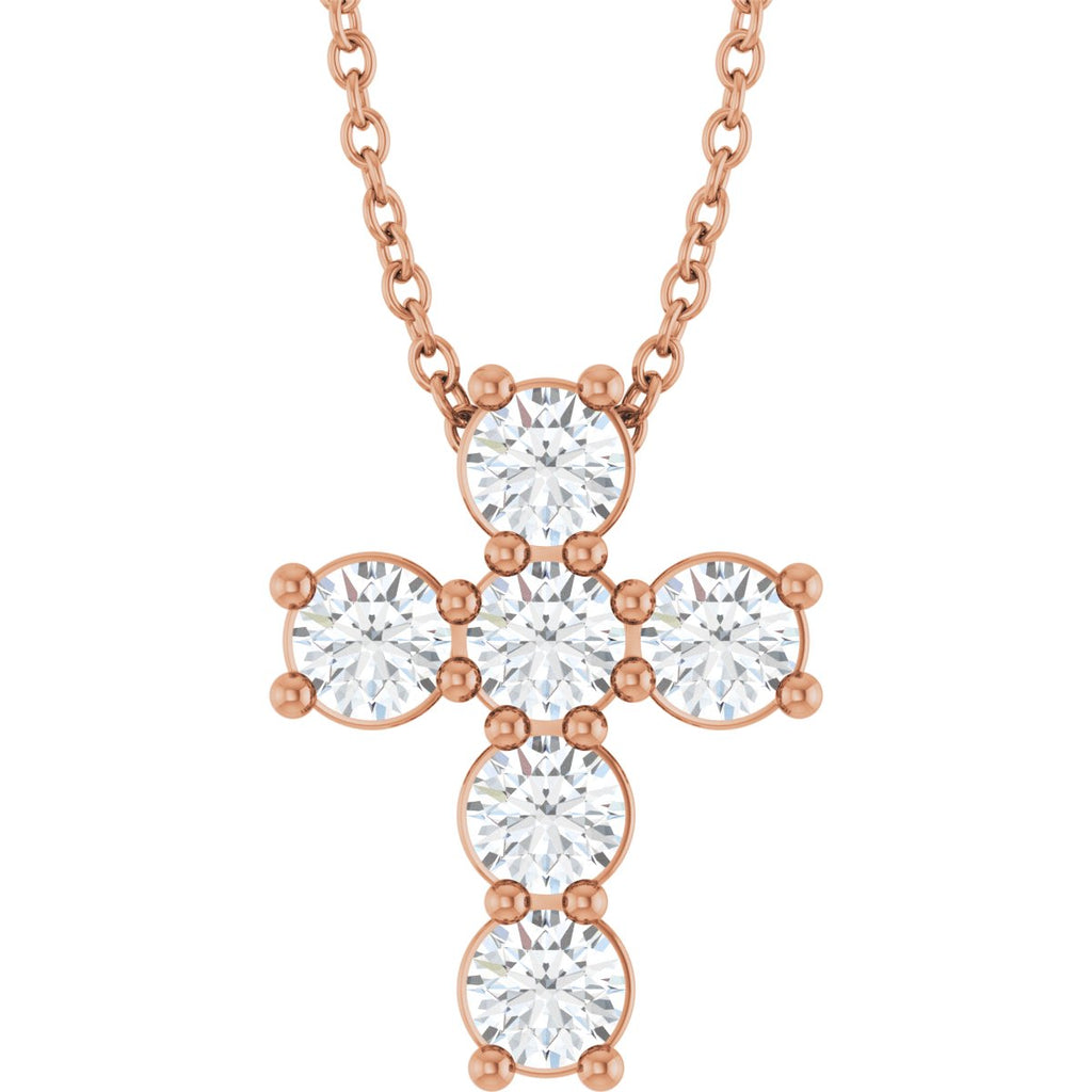 3/4 CTW Lab-Grown Diamond Cross Slide Necklace in 14k rose gold