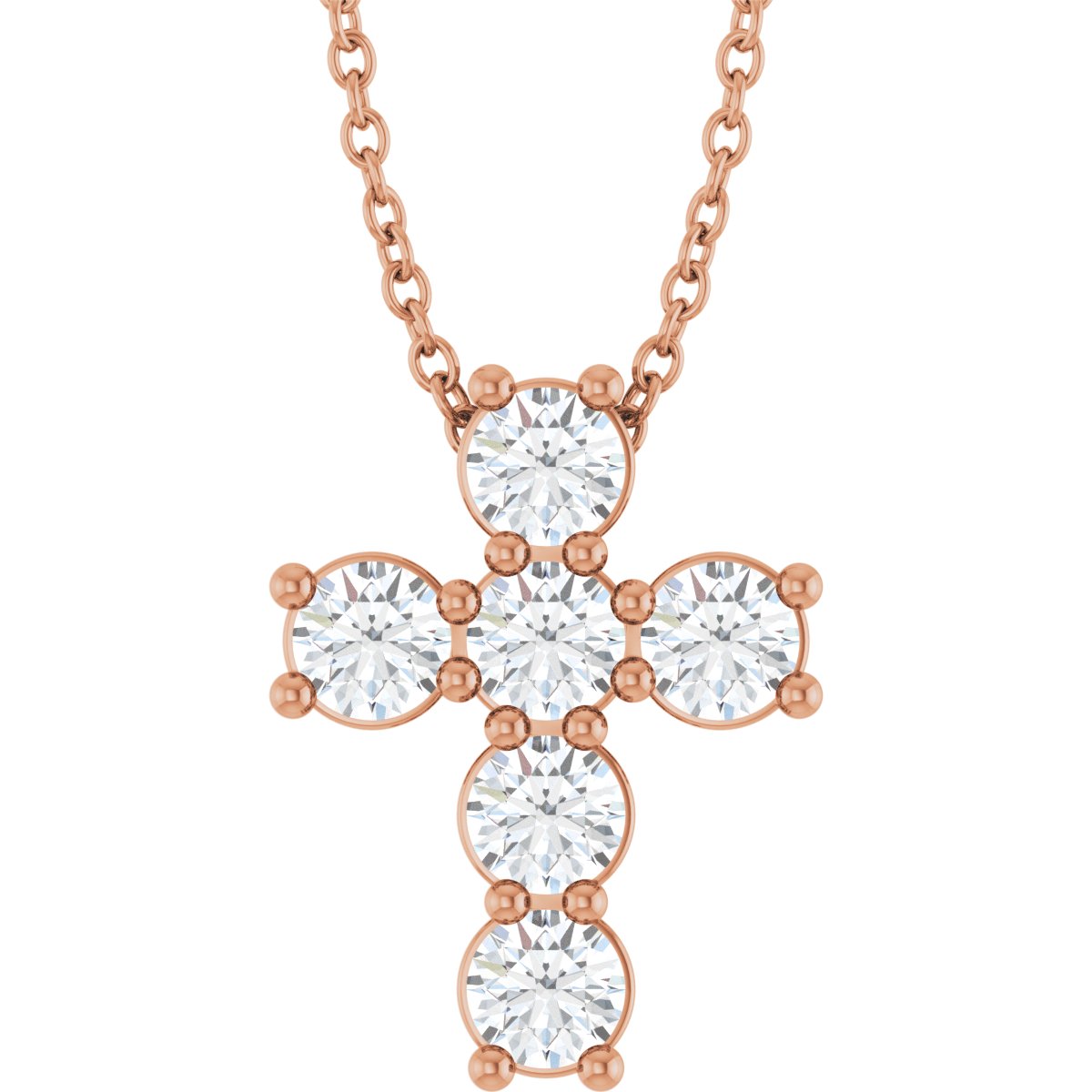 3/4 CTW Lab-Grown Diamond Cross Slide Necklace in 14k rose gold