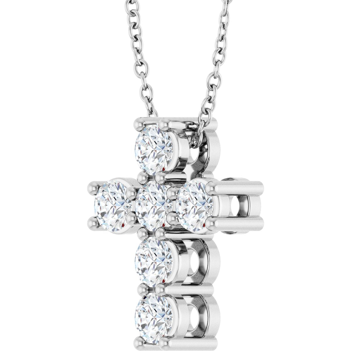 3/4 CTW Lab-Grown Diamond Cross Slide Necklace in 14k white gold