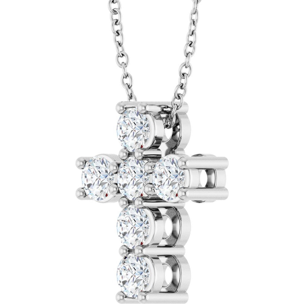 3/4 CTW Natural Diamond Cross Slide Necklace in 14k white gold