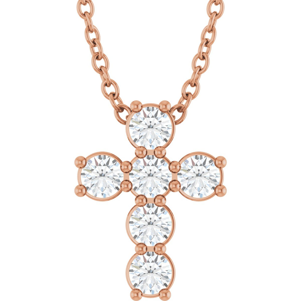 1/3 CTW Lab-Grown Diamond Cross Slide Necklace in 14k rose gold