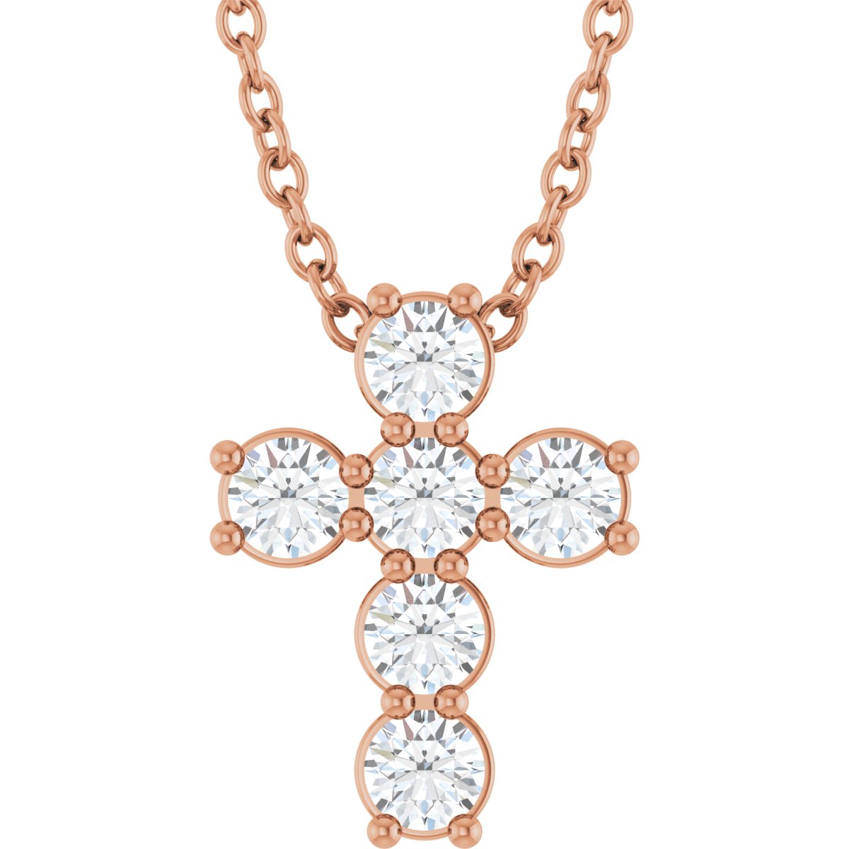 1/3 CTW Natural Diamond Cross Slide Necklace in 14k rose gold