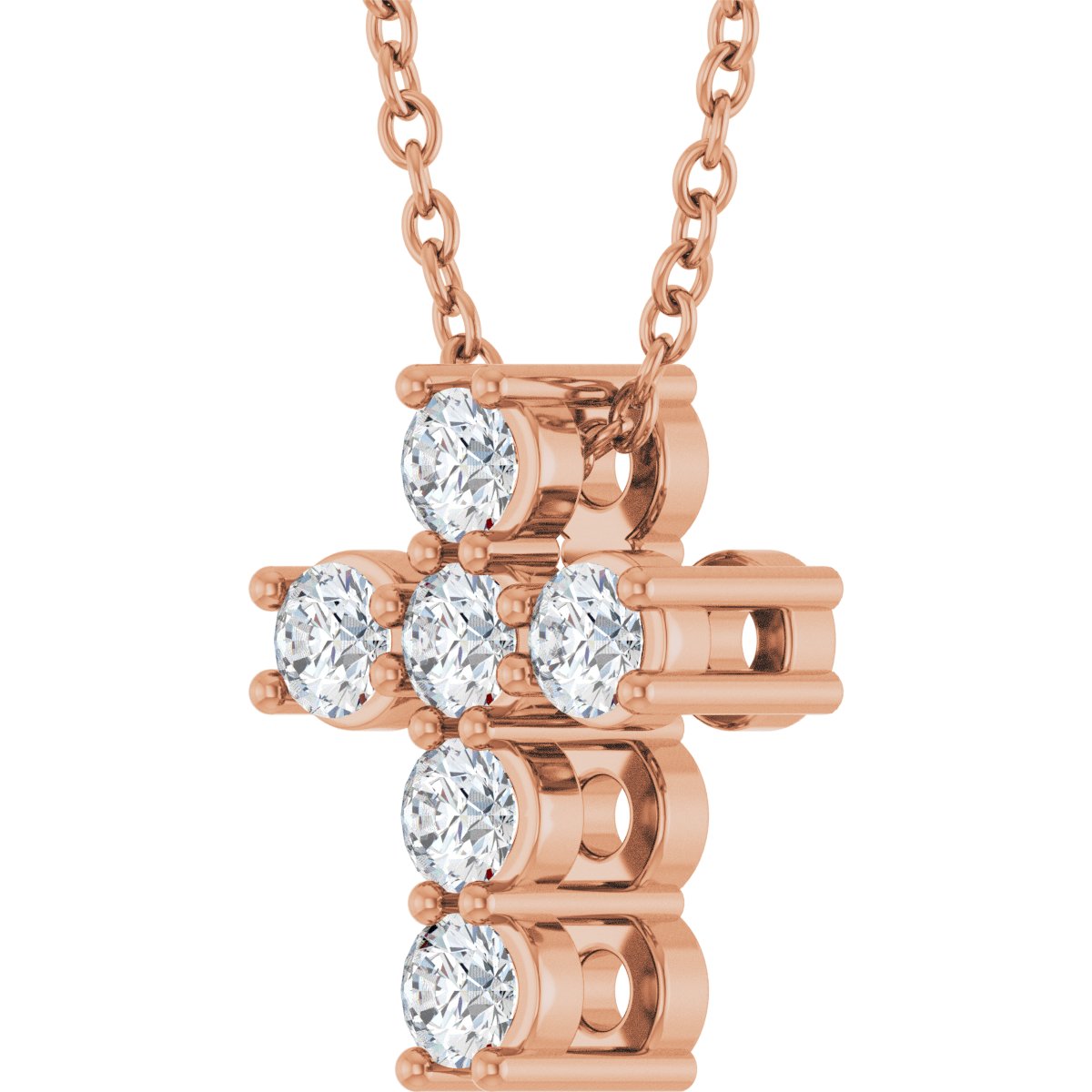 1/3 CTW Lab-Grown Diamond Cross Slide Necklace in 14k rose gold