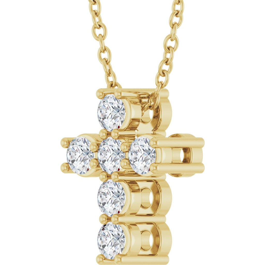 1/3 CTW Lab-Grown Diamond Cross Slide Necklace in 14k yellow gold