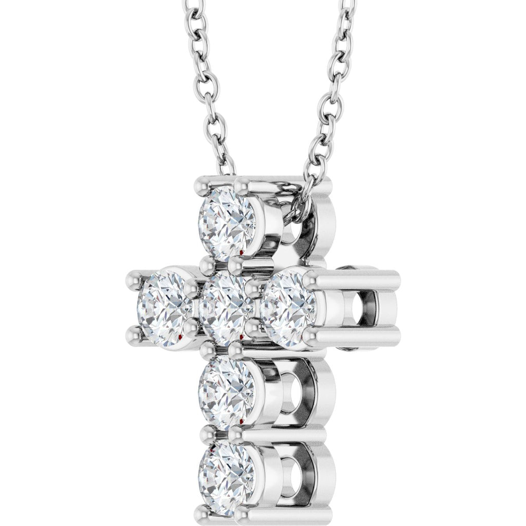 1/2 CTW Lab-Grown Diamond Cross Slide Necklace in 14k white gold
