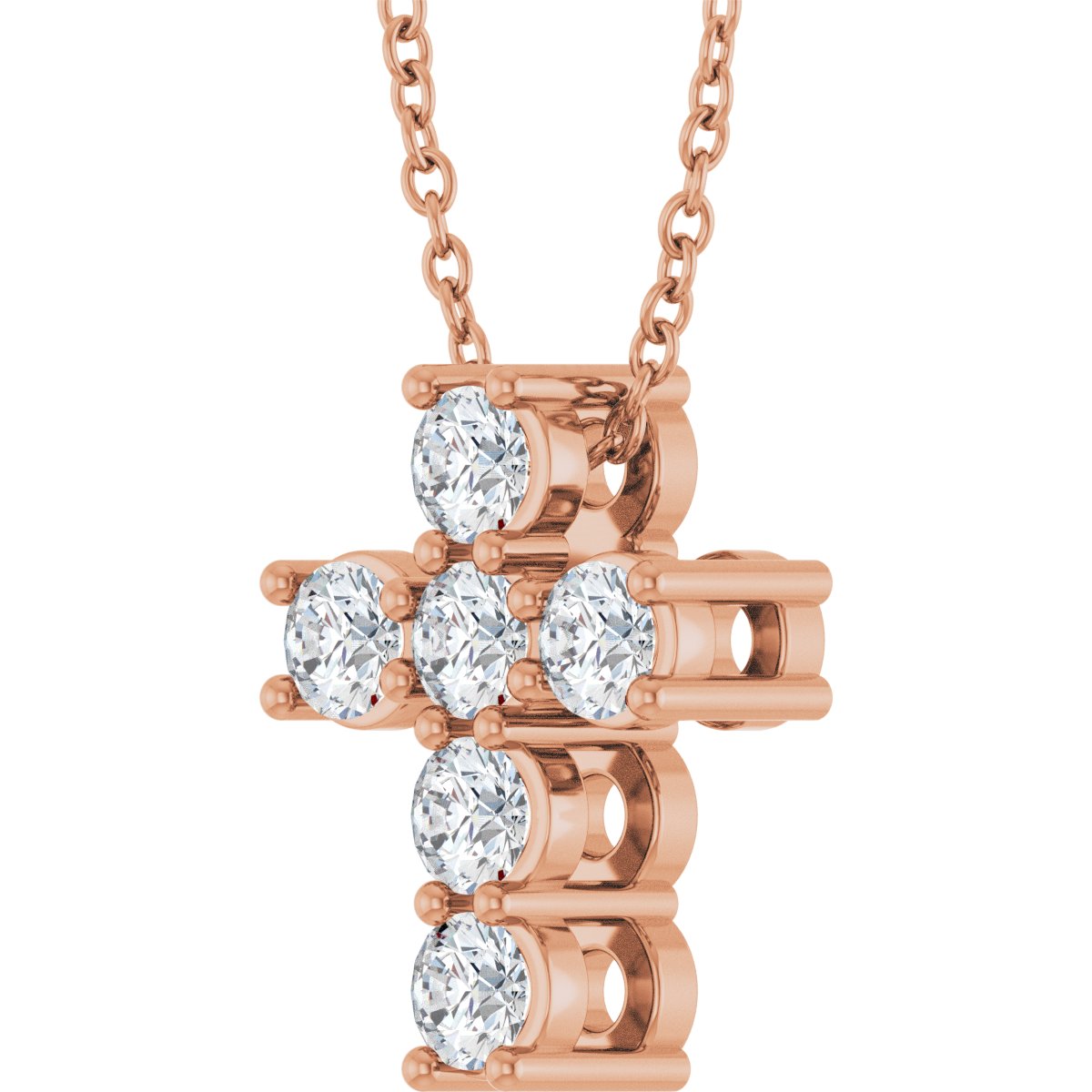 1/2 CTW Natural Diamond Cross Slide Necklace in 14k rose gold