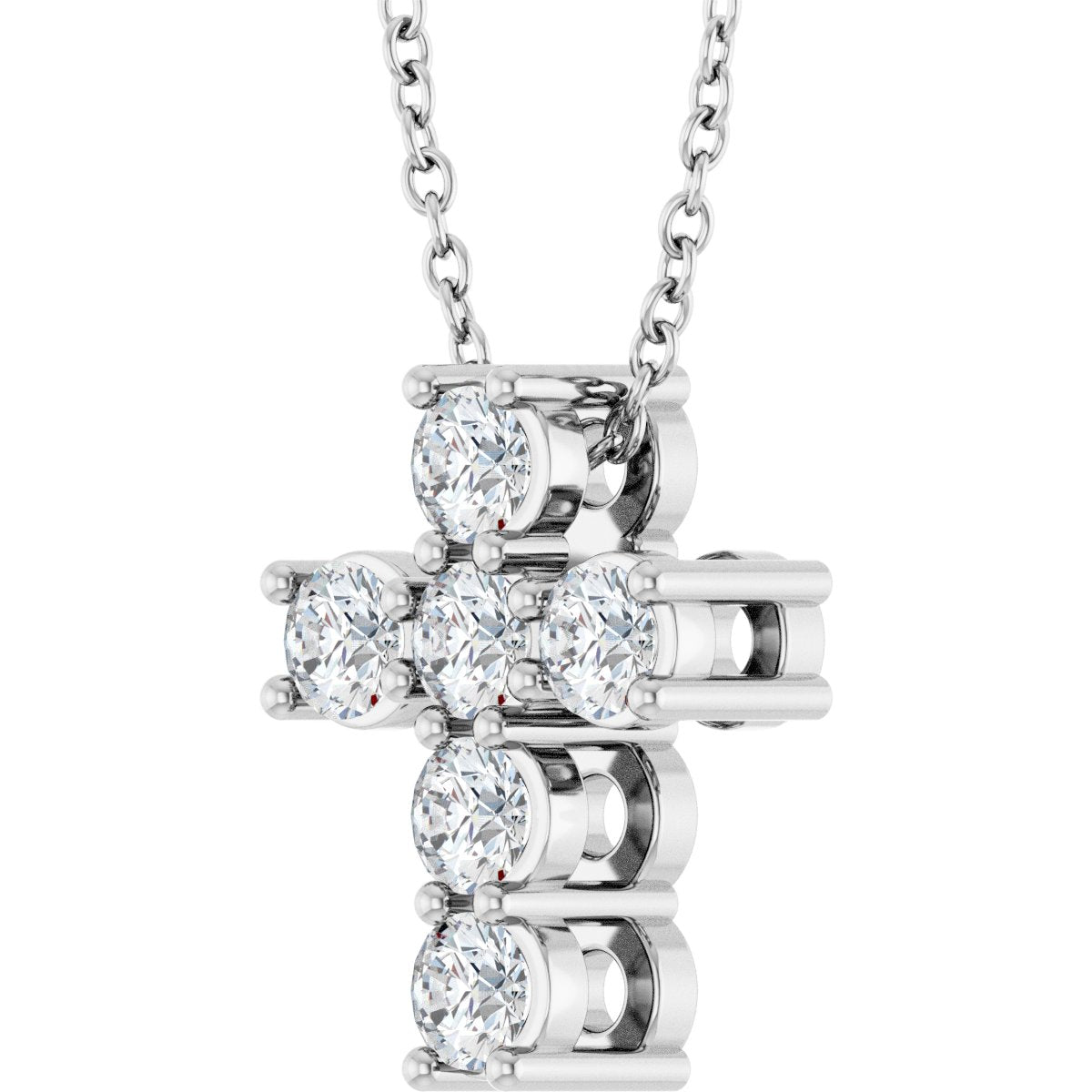 1/2 CTW Natural Diamond Cross Slide Necklace in 14k white gold