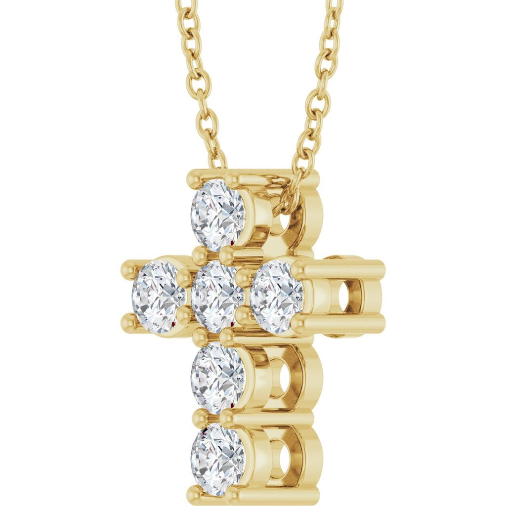 1/2 CTW Lab-Grown Diamond Cross Slide Necklace in 14k yellow gold