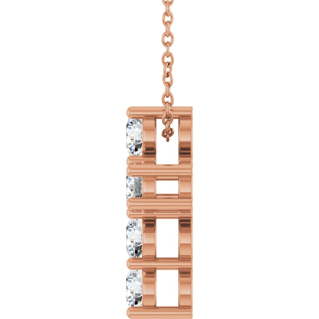 1 CTW Lab-Grown Diamond Cross Slide Necklace in 14k rose gold