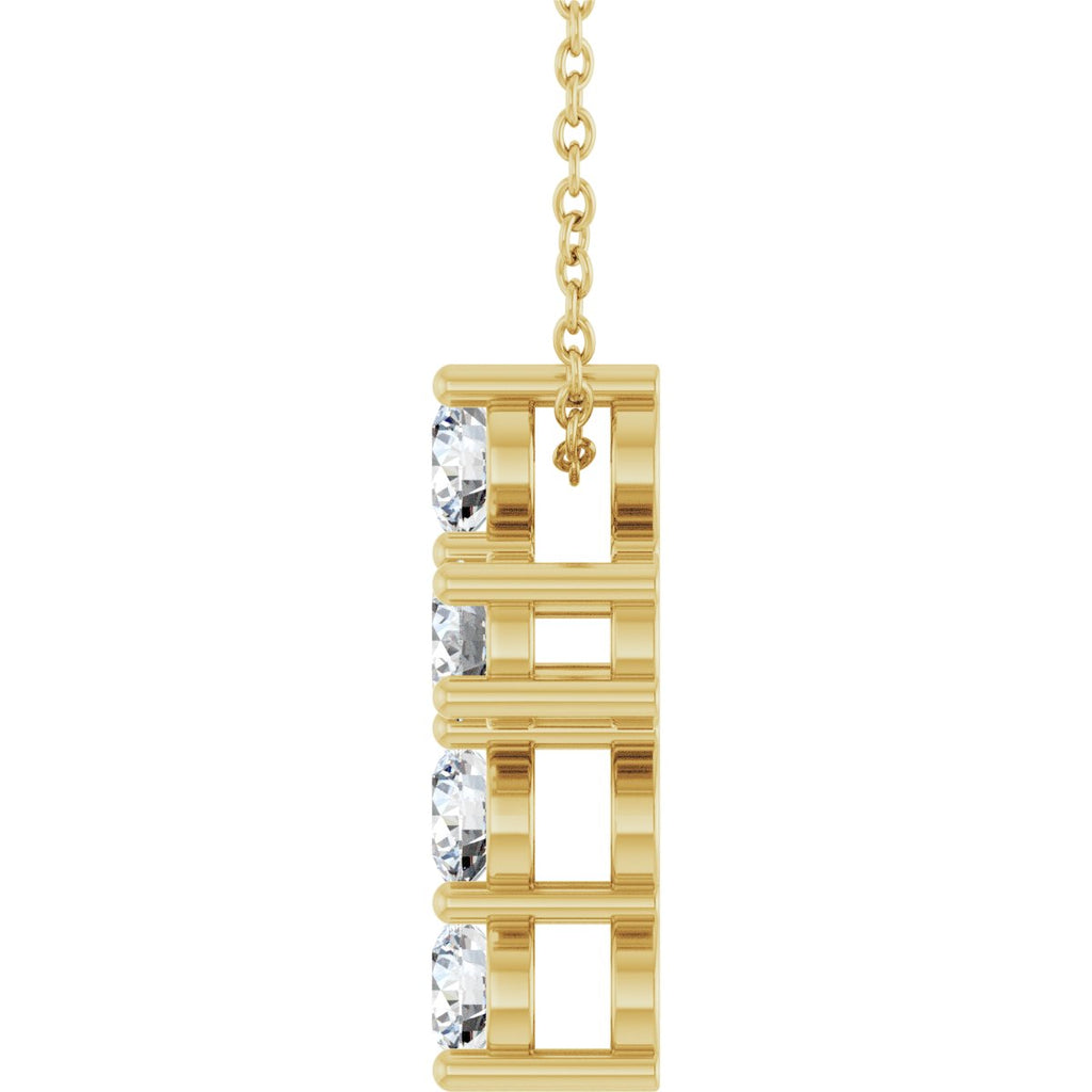 1 CTW Natural Diamond Cross Slide Necklace in 14k yellow gold