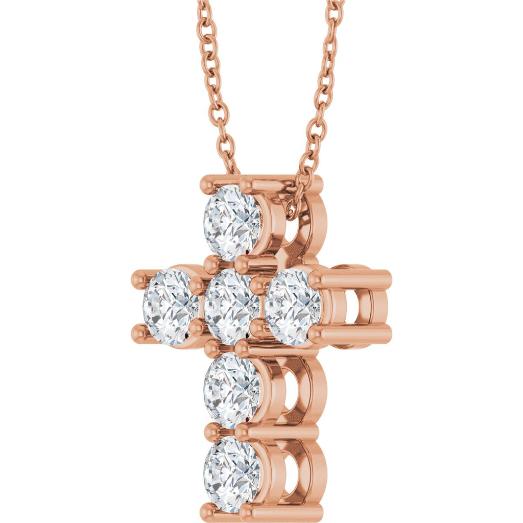 1 CTW Lab-Grown Diamond Cross Slide Necklace in 14k rose gold