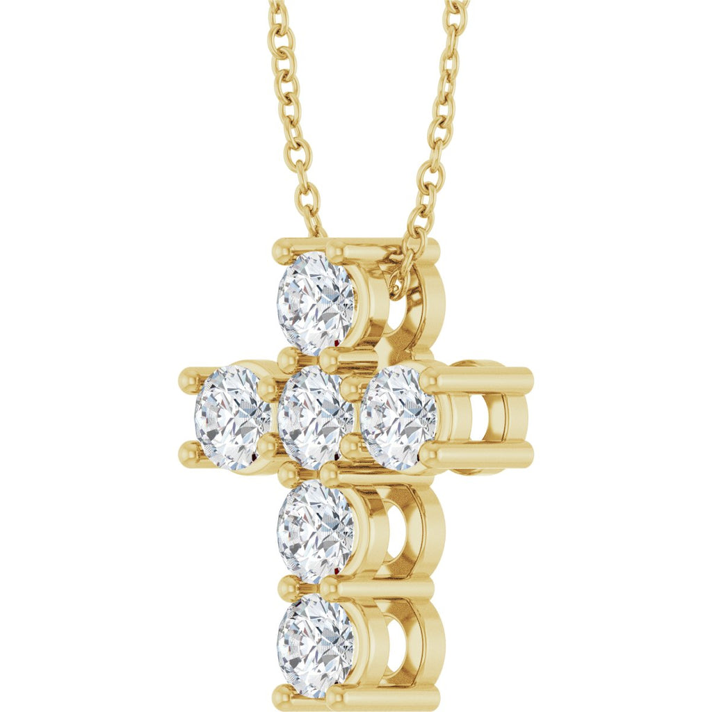1 CTW Natural Diamond Cross Slide Necklace in 14k yellow gold