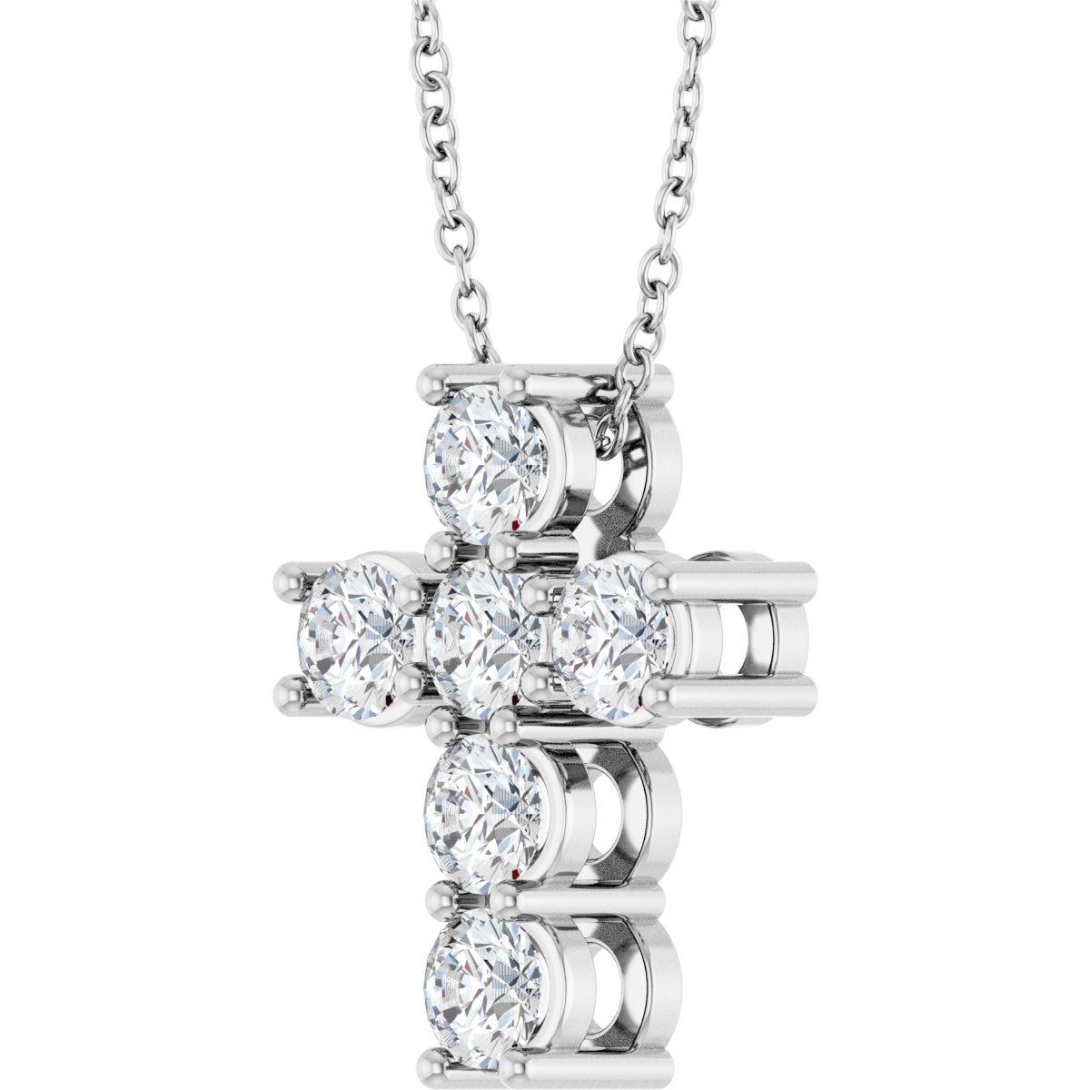 1 CTW Natural Diamond Cross Slide Necklace in 14k white gold