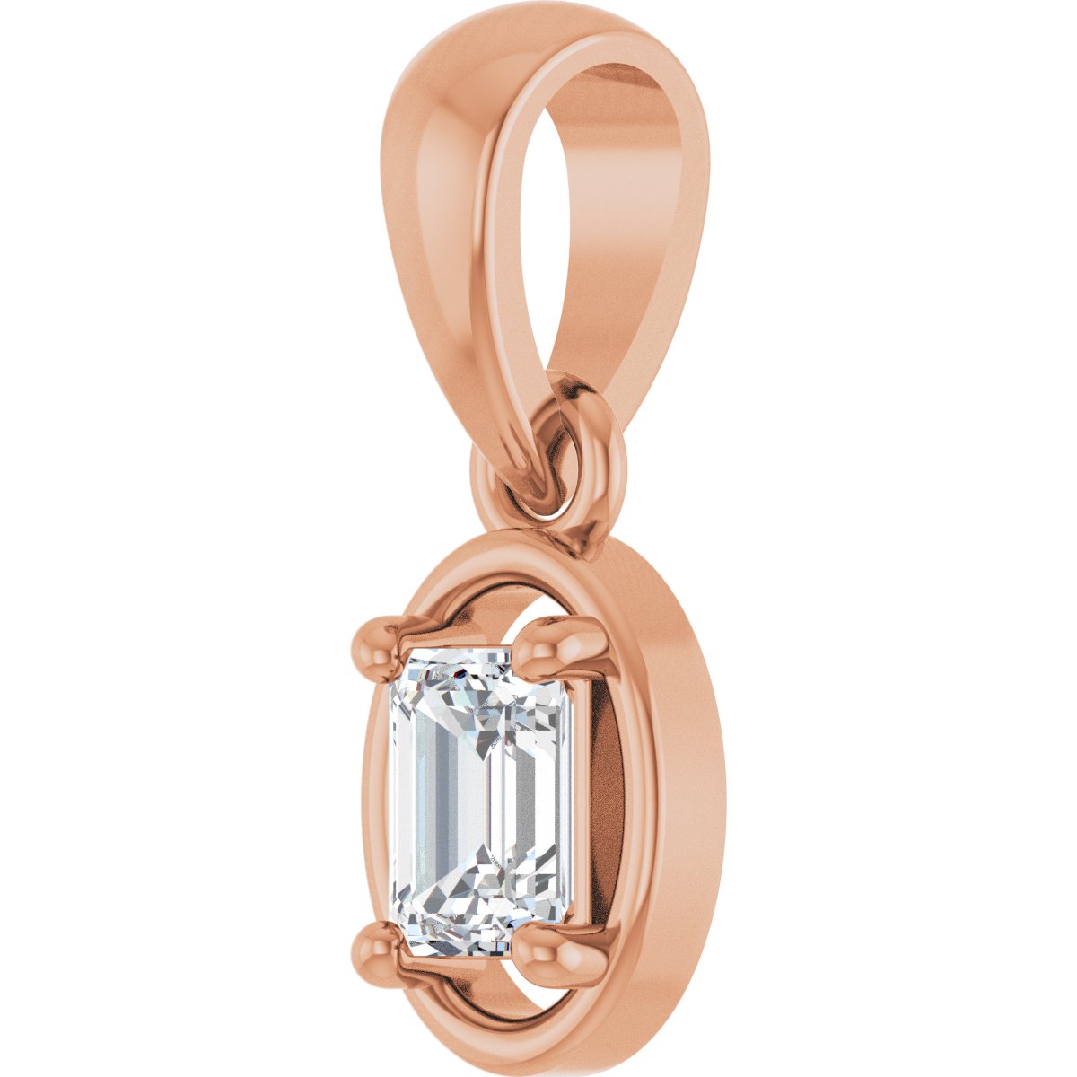 1/4 CT Natural Diamond Solitaire Charm/Pendant in 14k rose gold