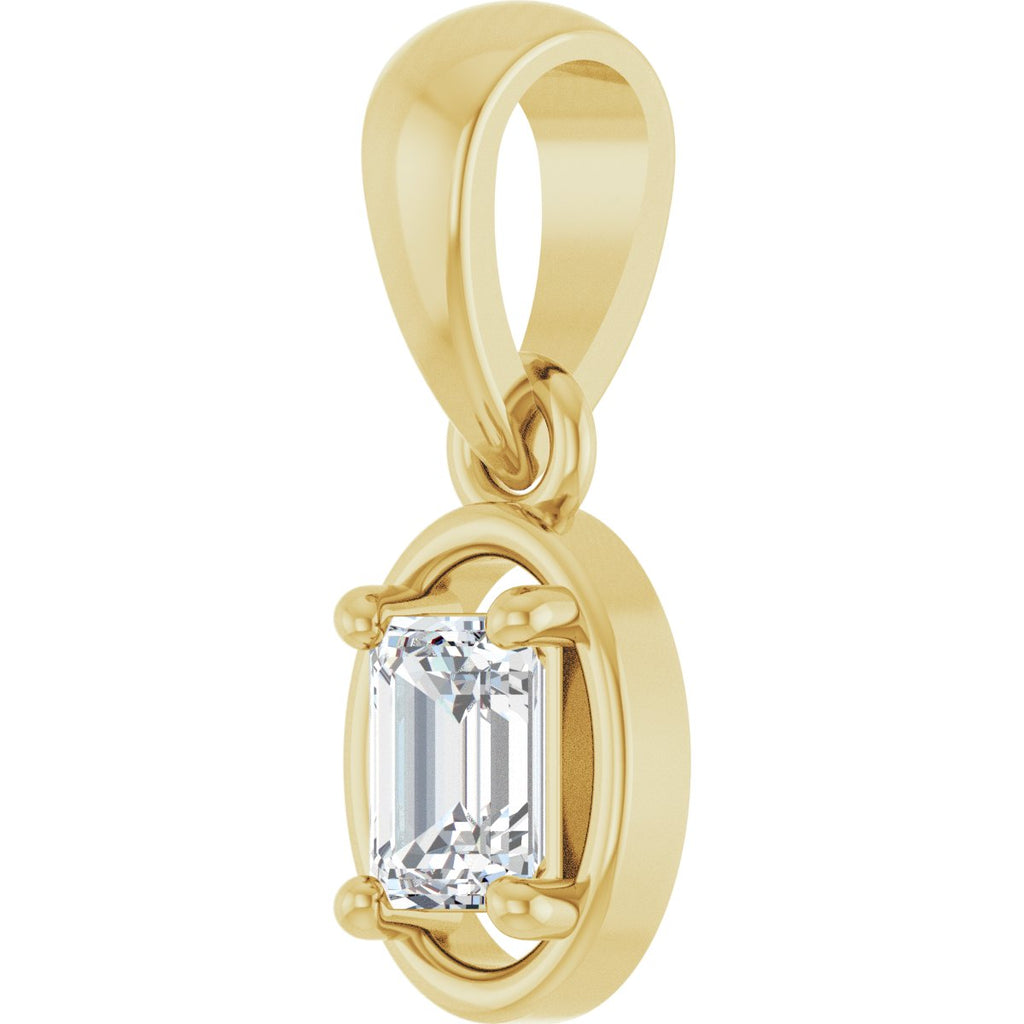 1/4 CT Natural Diamond Solitaire Charm/Pendant in 14k yellow gold