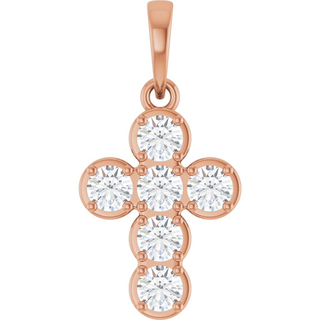 1/2 CTW Lab-Grown Diamond Cross Pendant in 14k rose gold