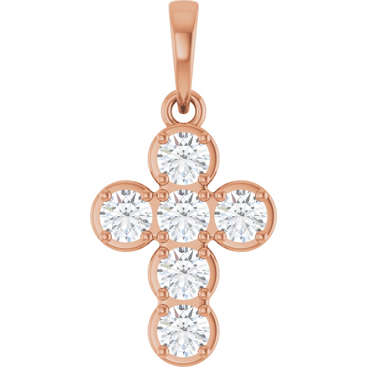 1/2 CTW Lab-Grown Diamond Cross Pendant in 14k rose gold
