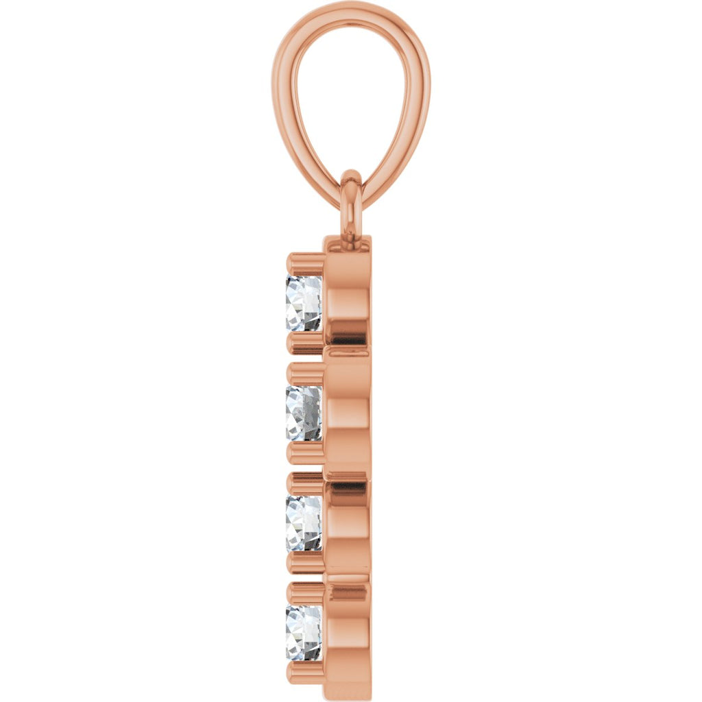 1/2 CTW Natural Diamond Cross Pendant in 14k rose gold