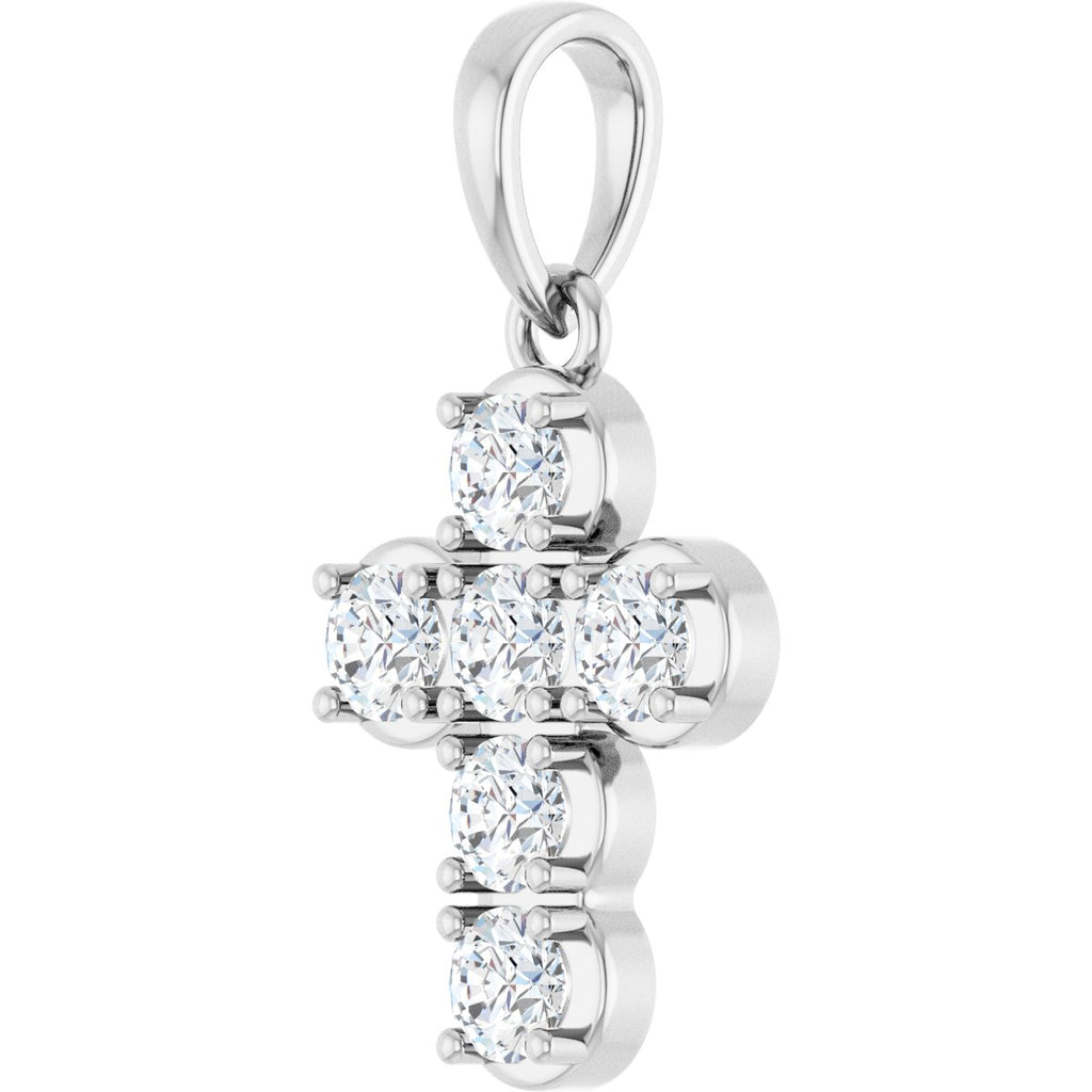 1/2 CTW Lab-Grown Diamond Cross Pendant in 14k white gold