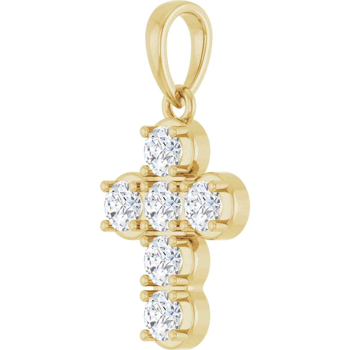 1/2 CTW Lab-Grown Diamond Cross Pendant in 14k yellow gold
