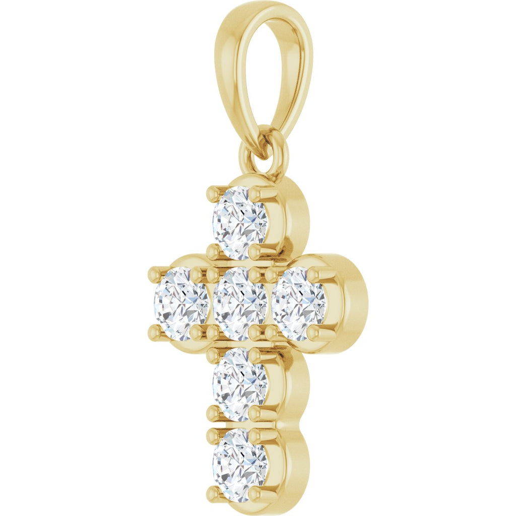 1/2 CTW Natural Diamond Cross Pendant in 14k yellow gold
