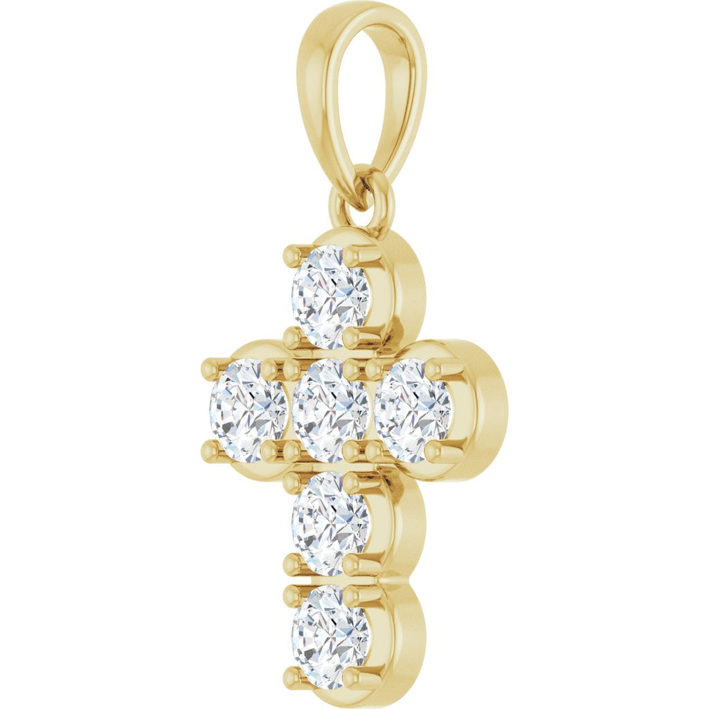 3/4 CTW Lab-Grown Diamond Cross Pendant in 14k yellow gold