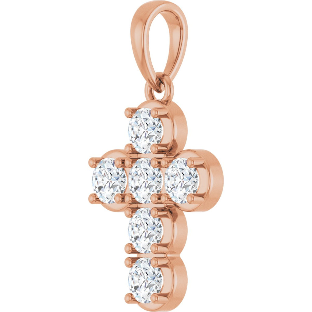 3/4 CTW Lab-Grown Diamond Cross Pendant in 14k rose gold