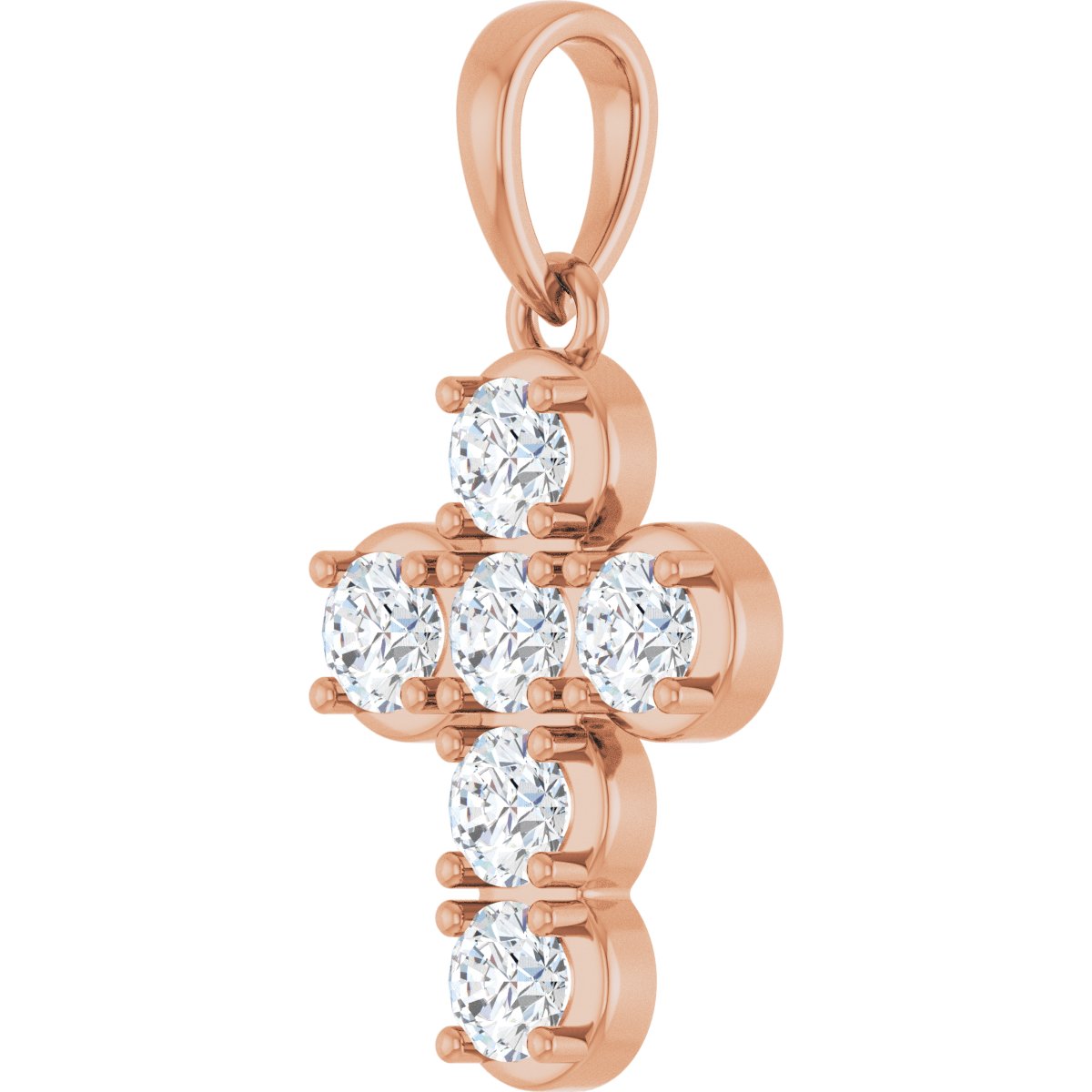 3/4 CTW Lab-Grown Diamond Cross Pendant in 14k rose gold