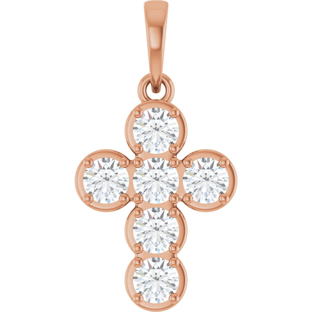 3/4 CTW Lab-Grown Diamond Cross Pendant in 14k rose gold