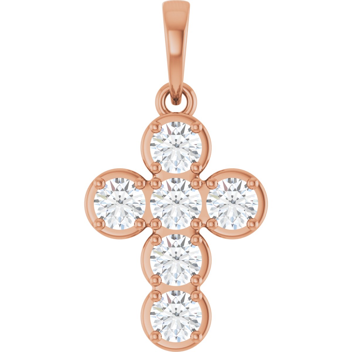 3/4 CTW Natural Diamond Cross Pendant in 14k rose gold