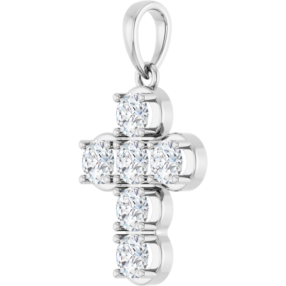 1 CTW Natural Diamond Cross Pendant in 14k white gold