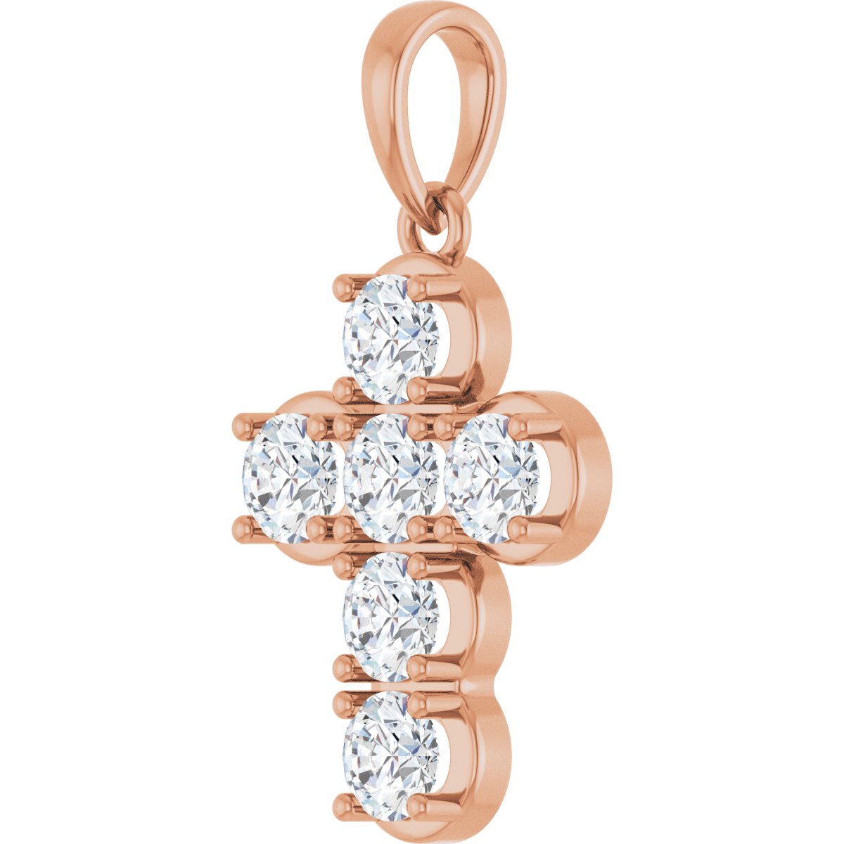 1 CTW Natural Diamond Cross Pendant in 14k rose gold