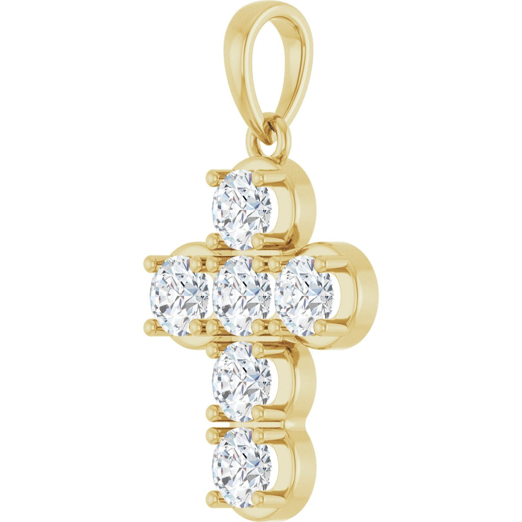 1 CTW Lab-Grown Diamond Cross Pendant in 14k yellow gold