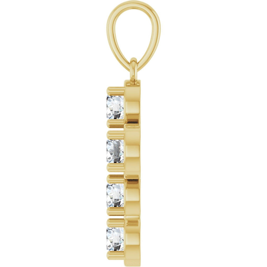 1 CTW Natural Diamond Cross Pendant in 14k yellow gold