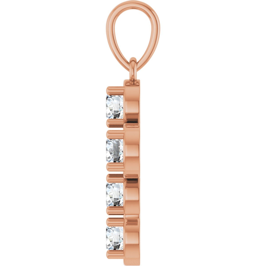 1 CTW Natural Diamond Cross Pendant in 14k rose gold
