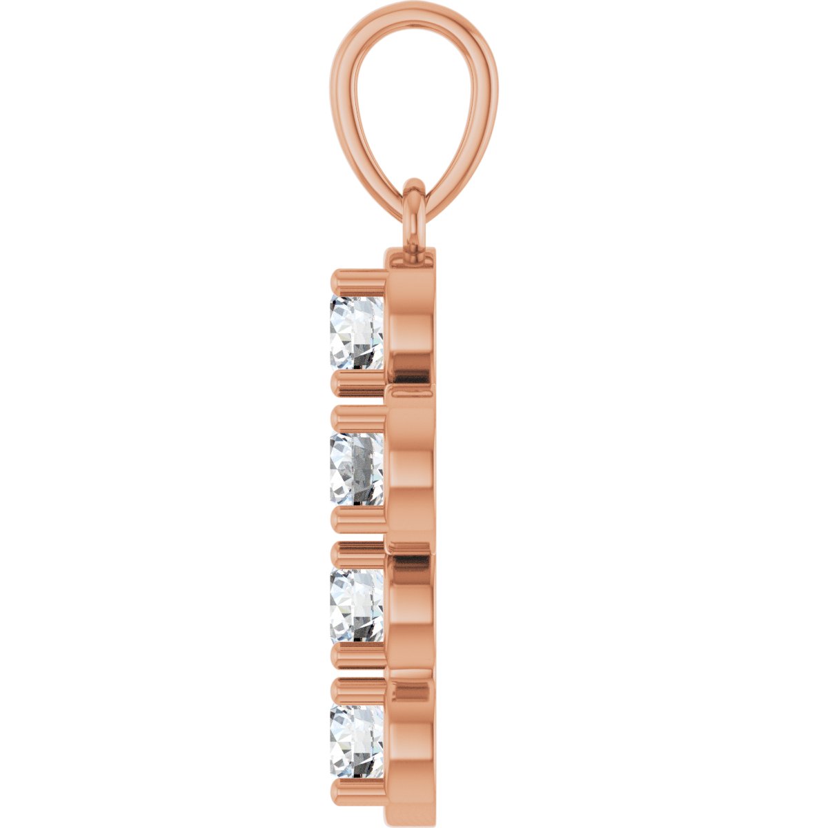1 CTW Natural Diamond Cross Pendant in 14k rose gold