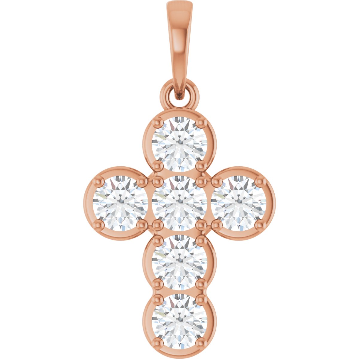 1 CTW Lab-Grown Diamond Cross Pendant in 14k rose gold