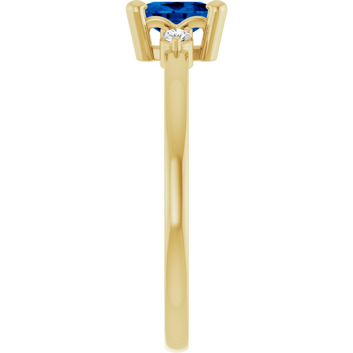 Lab-Grown Blue Sapphire & .05 CTW Lab-Grown Diamond Ring in 14k yellow gold