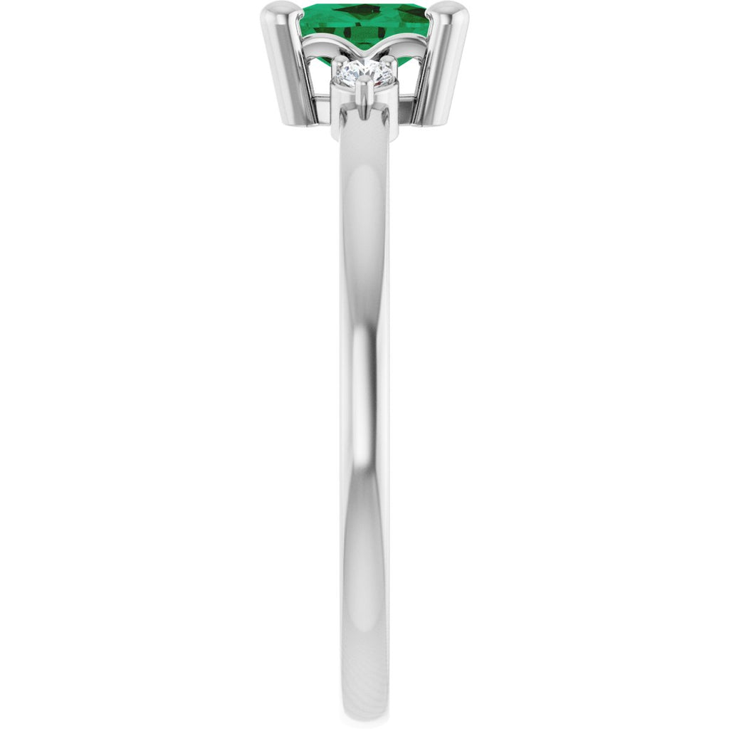 Lab-Grown Emerald & .05 CTW Natural Diamond Ring in platinum