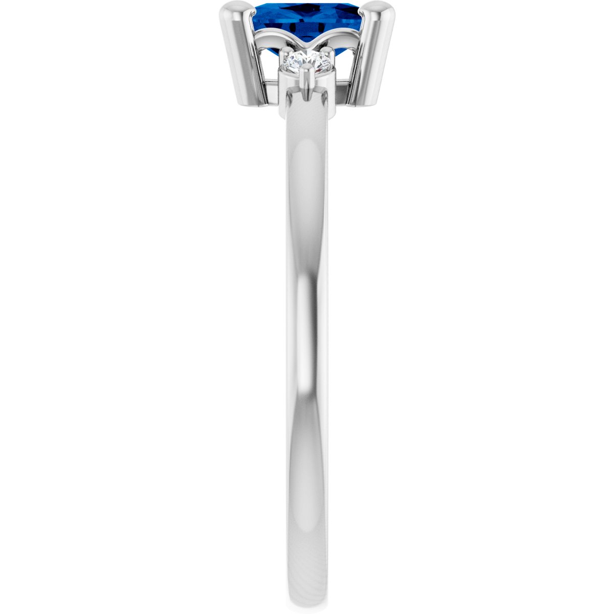 Lab-Grown Blue Sapphire & .05 CTW Lab-Grown Diamond Ring in 14k white gold