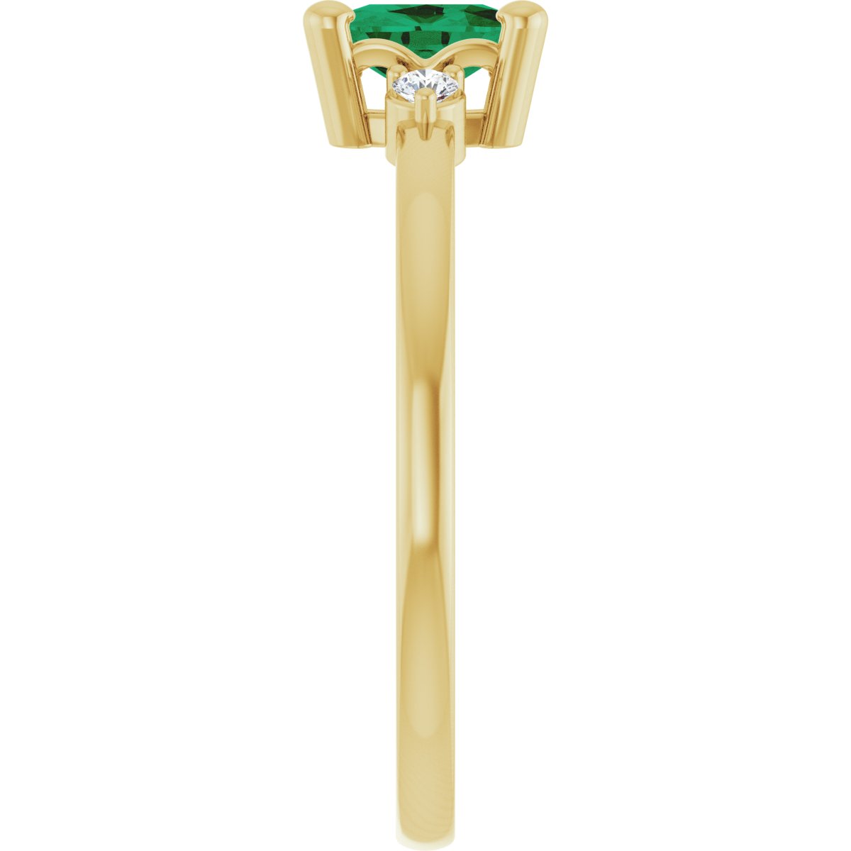 Lab-Grown Emerald & .05 CTW Natural Diamond Ring in 14k yellow gold