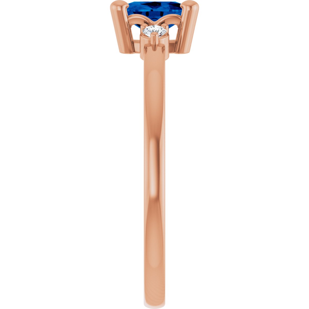 Lab-Grown Blue Sapphire & .05 CTW Lab-Grown Diamond Ring in 14k rose gold