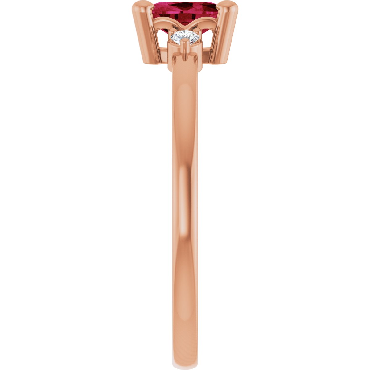 Lab-Grown Ruby & .05 CTW Natural Diamond Ring in 14k rose gold