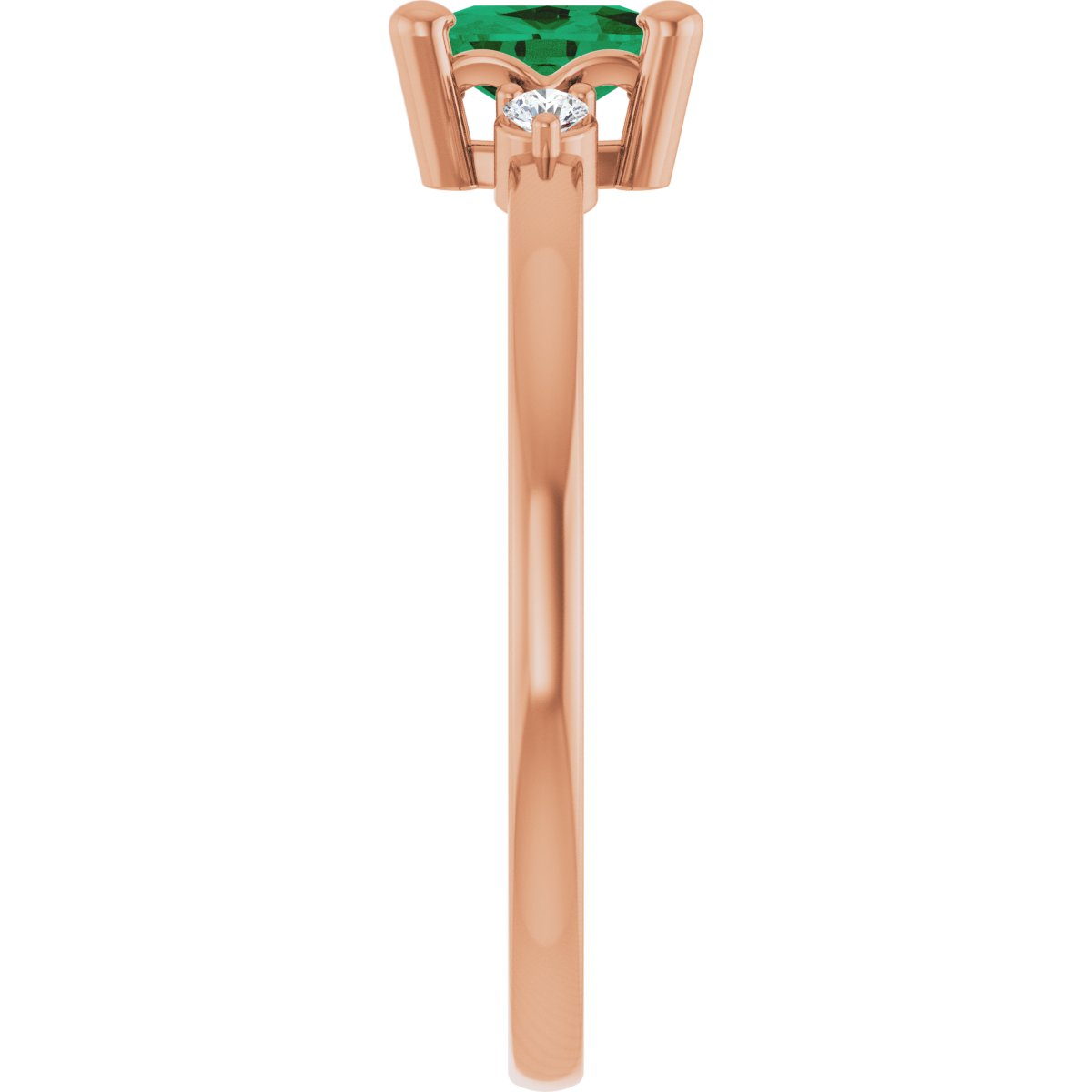 Lab-Grown Emerald & .05 CTW Lab-Grown Diamond Ring in 14k rose gold