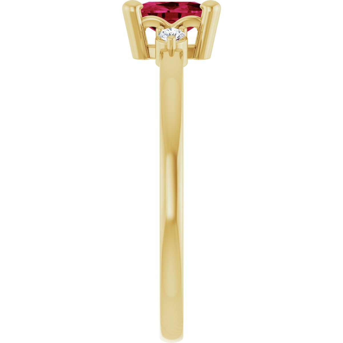 Lab-Grown Ruby & .05 CTW Natural Diamond Ring in 14k yellow gold