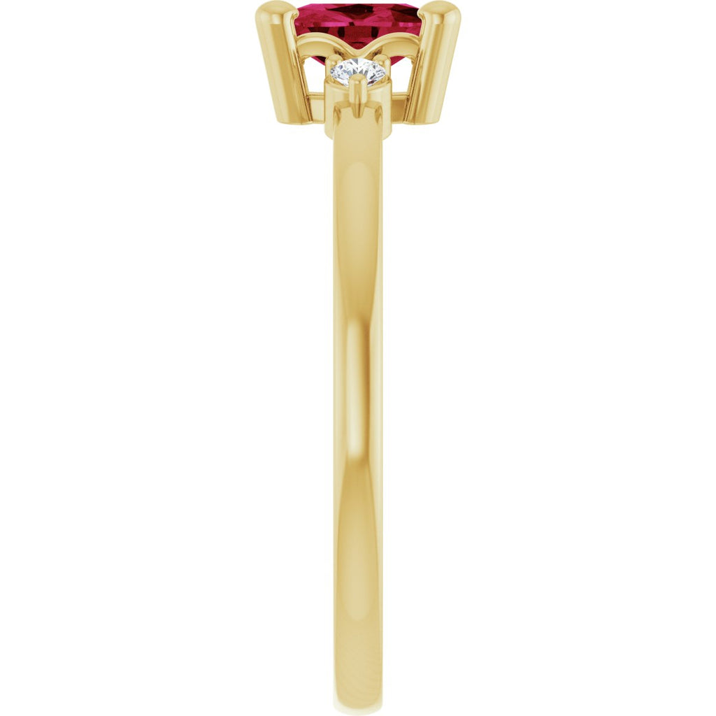 Lab-Grown Ruby & .05 CTW Lab-Grown Diamond Ring in 14k yellow gold