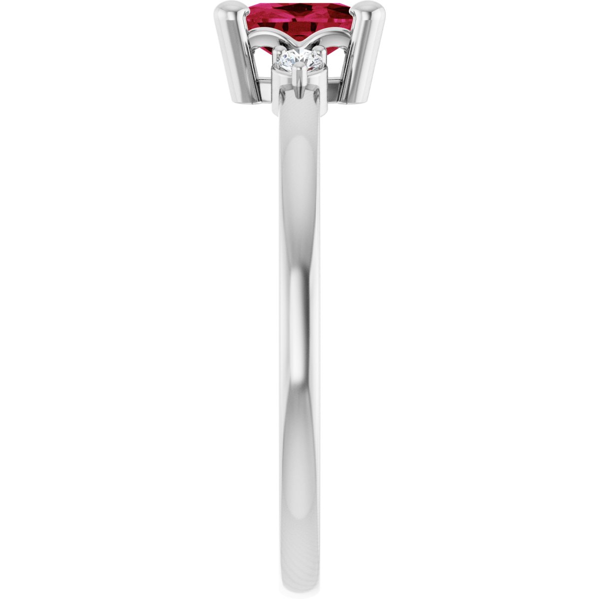 Lab-Grown Ruby & .05 CTW Natural Diamond Ring in 14k white gold
